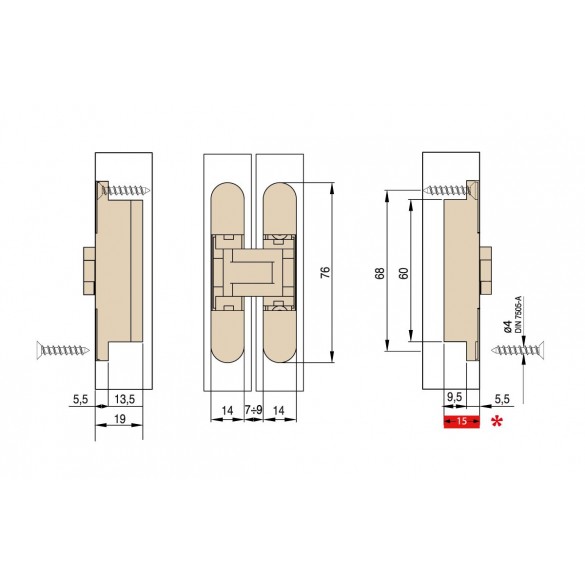 CERNIERA A SCOMPARSA PER MOBILI CEAM 929 REGOLAZIONE 3D BRONZO