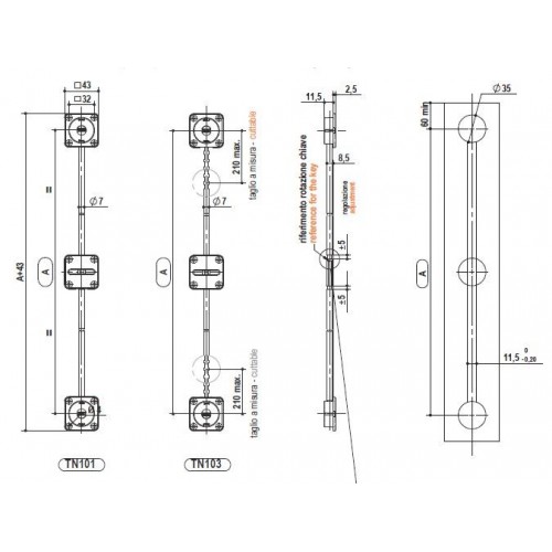 TENDITORE RADDRIZZA ANTE DA INCASSO CON COPERTURA IN ALLUMINIO TN103 - O.M.M