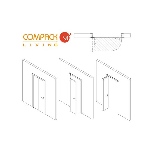 KIT PORTA LIBRO COMPACK LIVING 90° PER FORO MURO 900mm SX - CELEGON