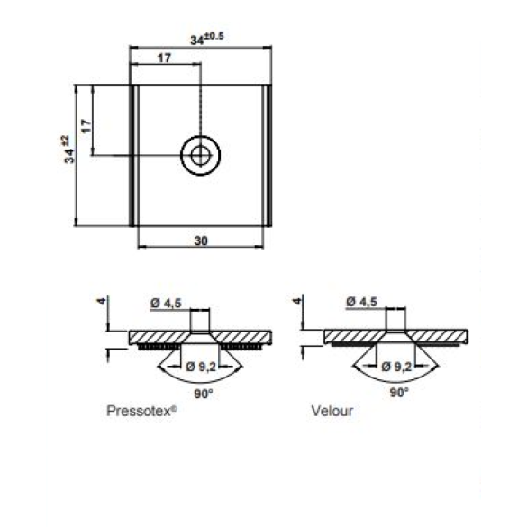 SISTEMA DI FISSAGGIO PRESSOTEX/VELOUR - HAFELE