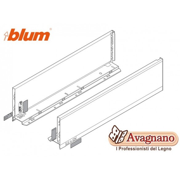 BLUM LEGRABOX SPONDINE BIANCO OPACO ALTEZZA C (128,5 mm), 500 mm
