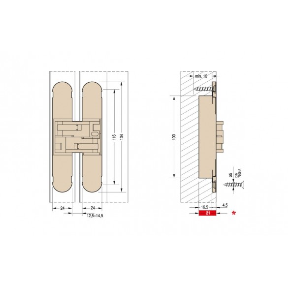 CERNIERA A SCOMPARSA CEAM 1130 REGOLAZIONE 3D BRONZO