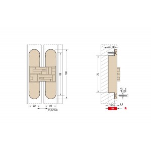 CERNIERA A SCOMPARSA PER PORTE CEAM 1129 3D BRONZO 2