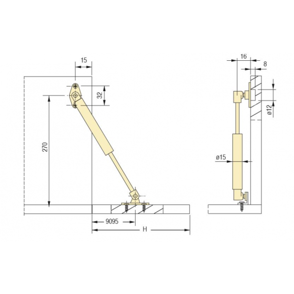 PISTONE A GAS PER ANTA A CALATOIA 150N CEAM 622