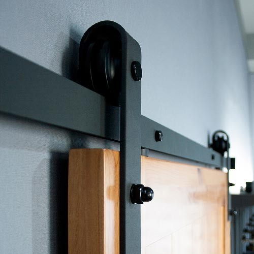 KIT SCORREVOLE RUSTICO 1 ANTA AMMORTIZZATO CON BINARIO INOX A VISTA KR80 - PETTITI