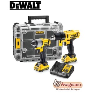 KIT DEWALT DCK211D2T 10.8V 2AH TRAPANO AVVITATORE + AVVITATORE IMPULSI