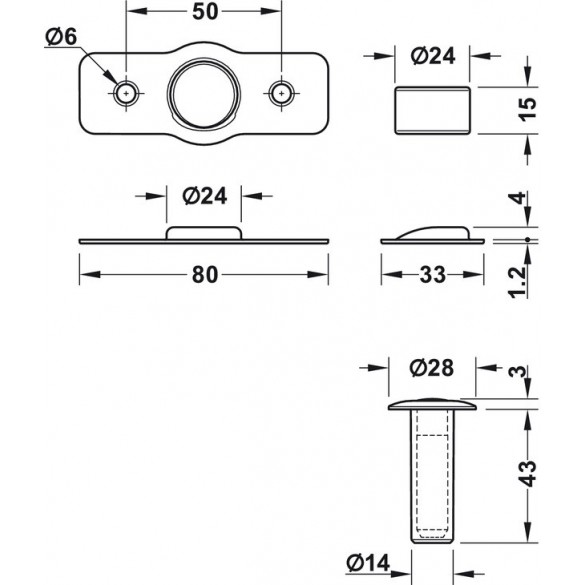 FERMAPORTA A PAVIMENTO MAGNETICO BIANCO - HAFELE