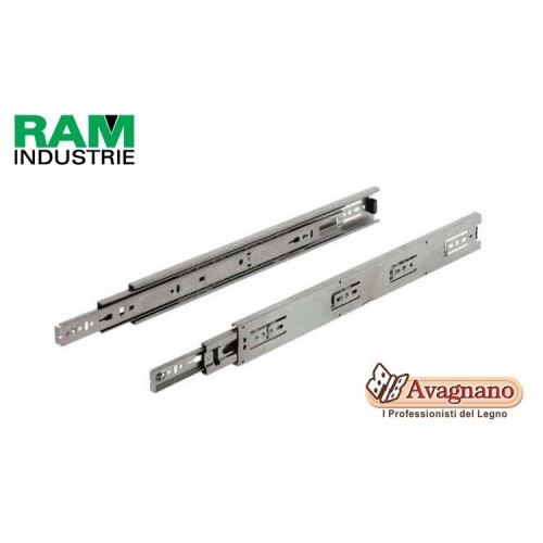 GUIDA A SFERA 550 MM AMMORTIZZATA PER CASSETTI A ESTRAZIONE TOTALE 40 KG – RAM INDUSTRIE